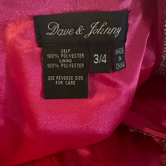 Dave and Johnny Hot Pink sequin tulle prom dress. - Picture 4 of 5